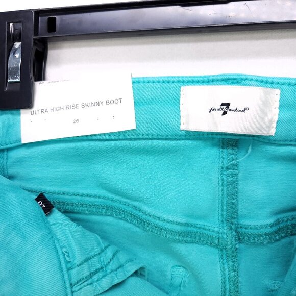 7 For All Mankind Women's Ultra High Rise Skinny Boot Jeans Size 26 Atlantis New - Picture 13 of 16